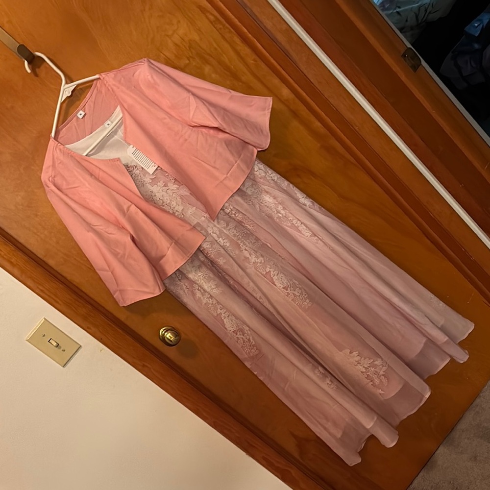 Elegant Pink Sleeveless Lace Dress